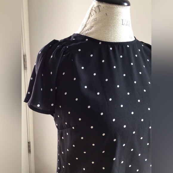 CeCe Black & White Polka dot Blouse size XS x-small - Picture 3 of 7